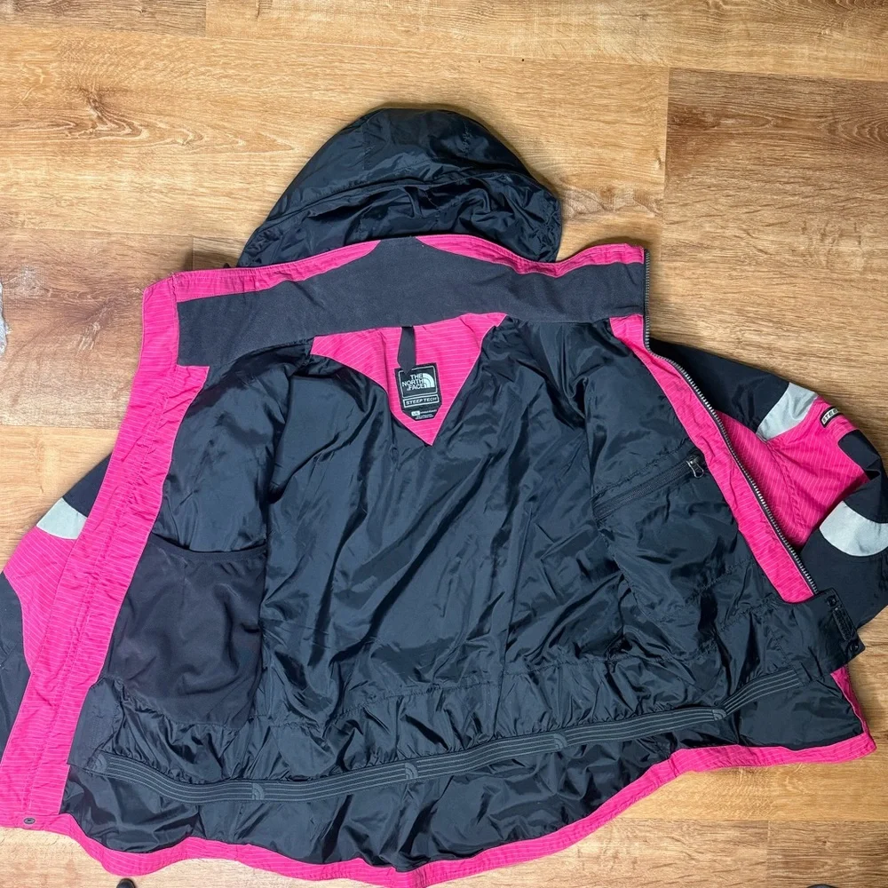 RARE The North Face Steep Tech Pink Colorblock Parka Ski Jacket Women’s large - Picture 2 of 16
